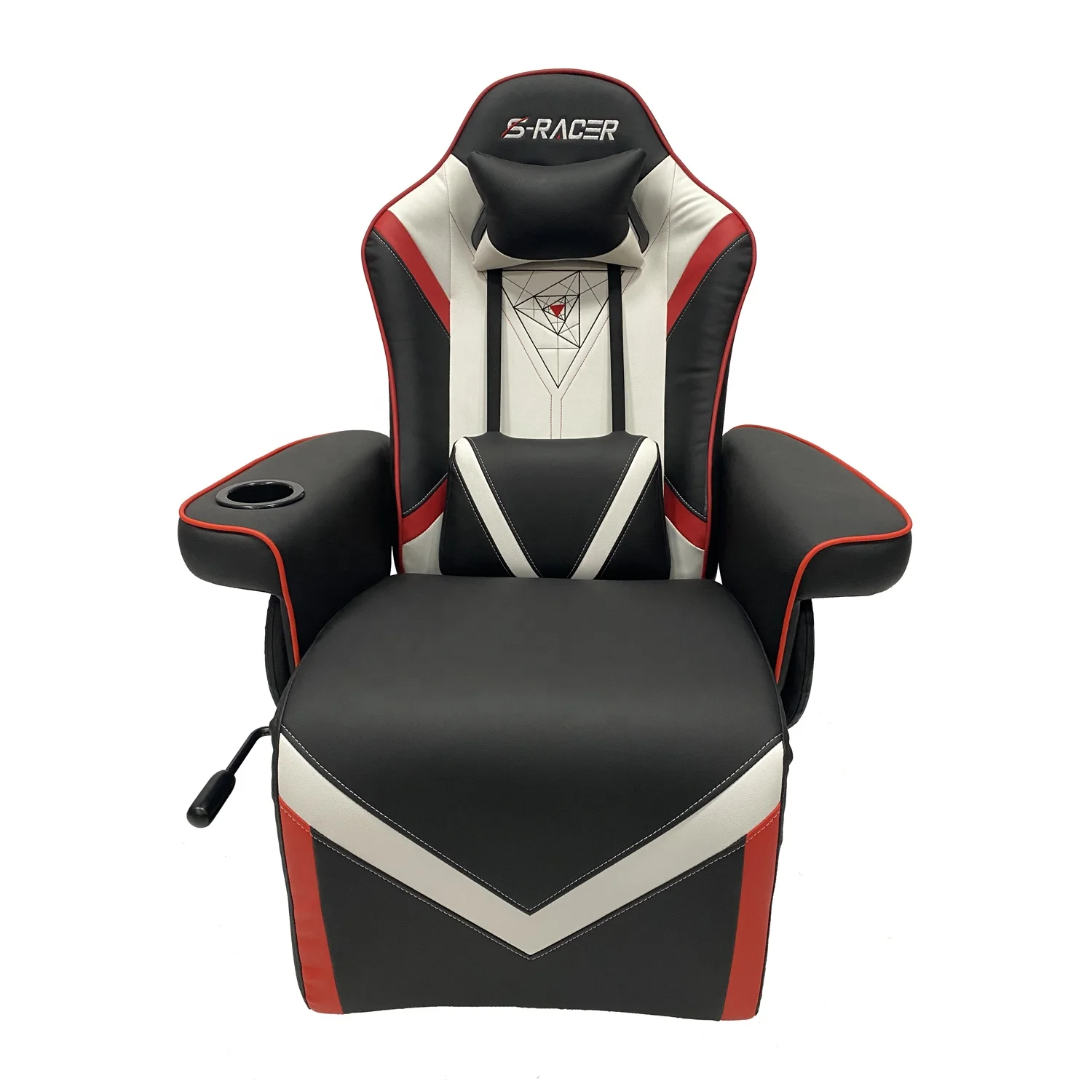 Роскошное игровое кресло с подстаканником, эргономичное сиденье из искусственной кожи в белом гоночном стиле, поворотный офисный игровой диван с подставкой для ног