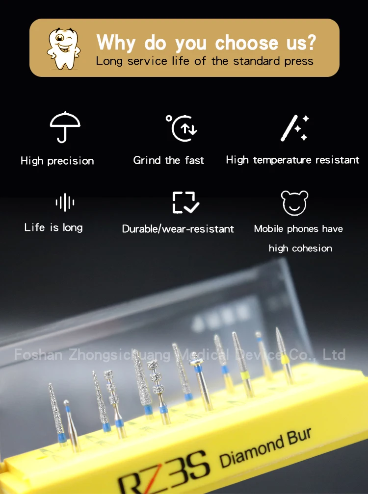 New fashion dental diamond burs best quality dental diamond burs Metal dental diamond burs