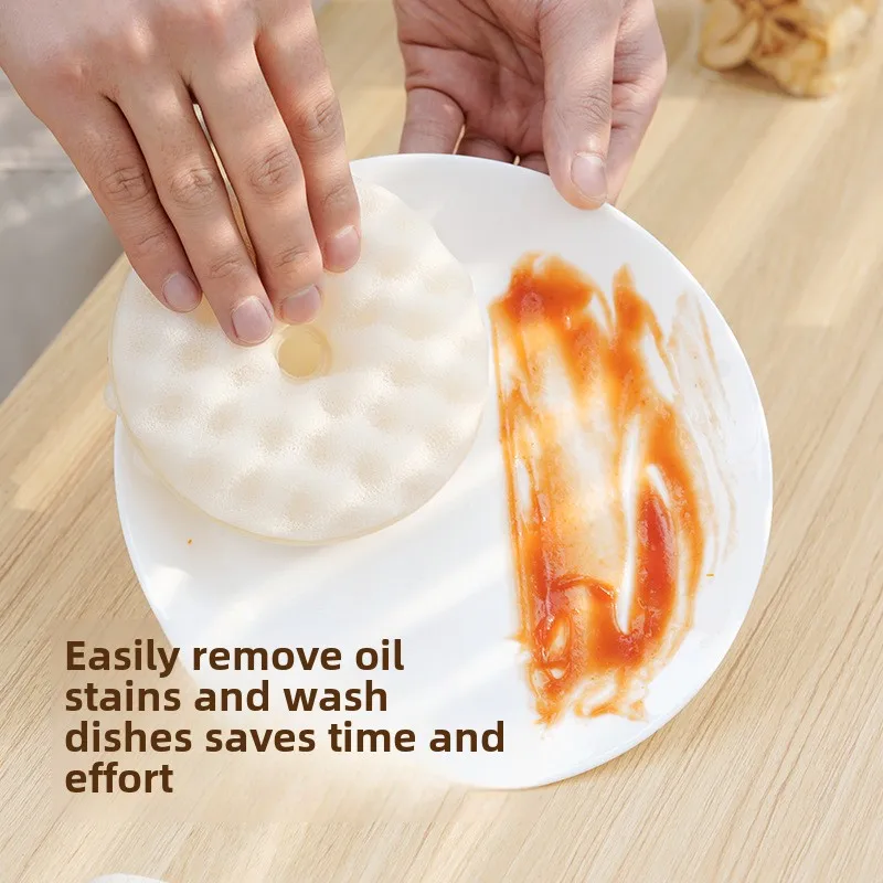 Home Kitchen Cleaning Double-Sided Dishwashing Brush Suction Cup PU Stereo Honeycomb Loofah Rag Wholesale Price Wipe Cloth Mesh