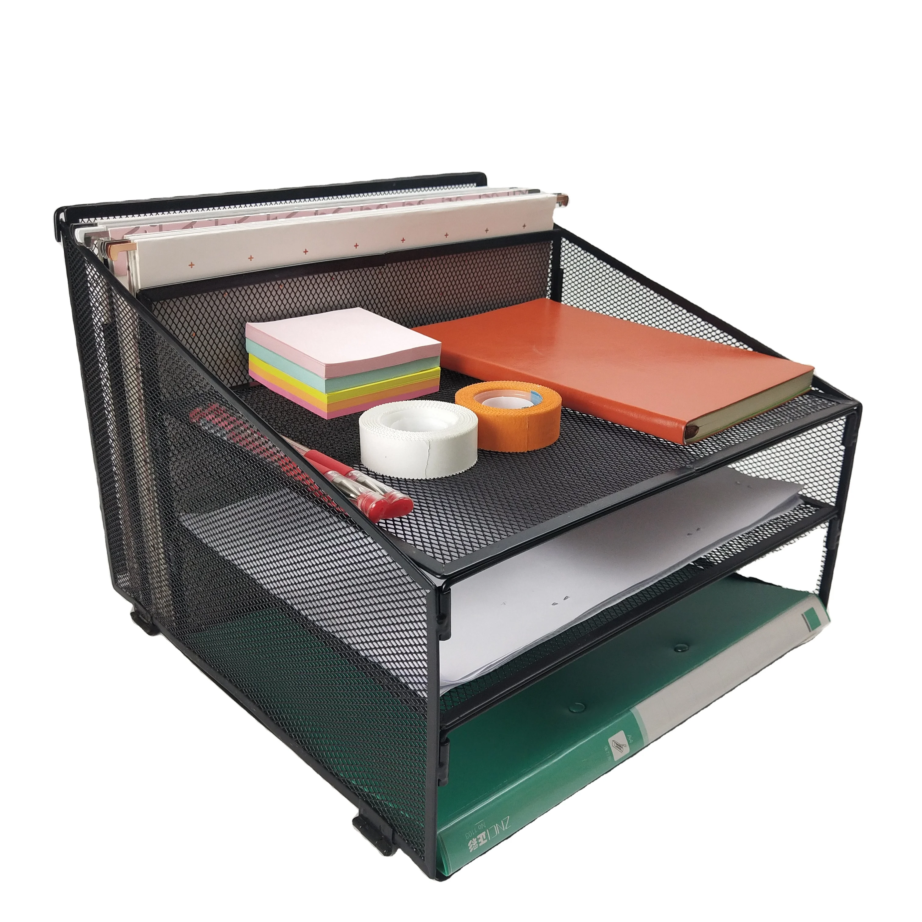 Настольные аксессуары, офисные принадлежности, металлические сетчатые держатели для хранения с 5 отделениями, стойка для файлов, настольный органайзер, держатель для документов