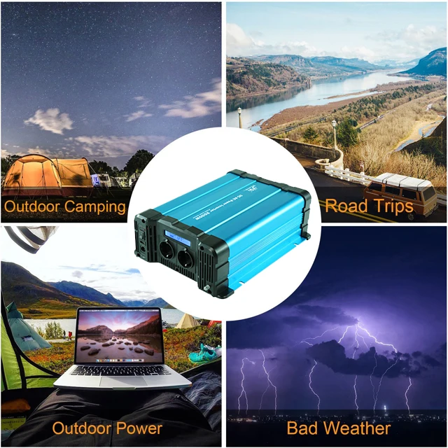 2KW Pure Sine Wave Off Grid Invertor 12V 220V 2000 watt Solar Power Inverter for Refrigerator TV  Lamp