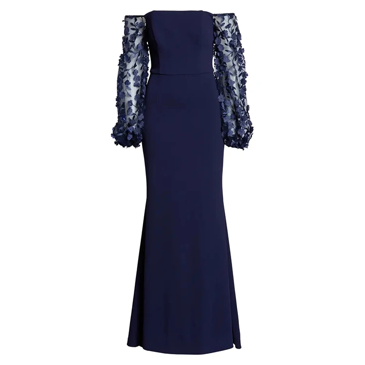 Модное летнее платье макси с открытыми плечами юбка годе Вечерние Платья с цветочным орнаментом облегающее платье с длинным рукавом