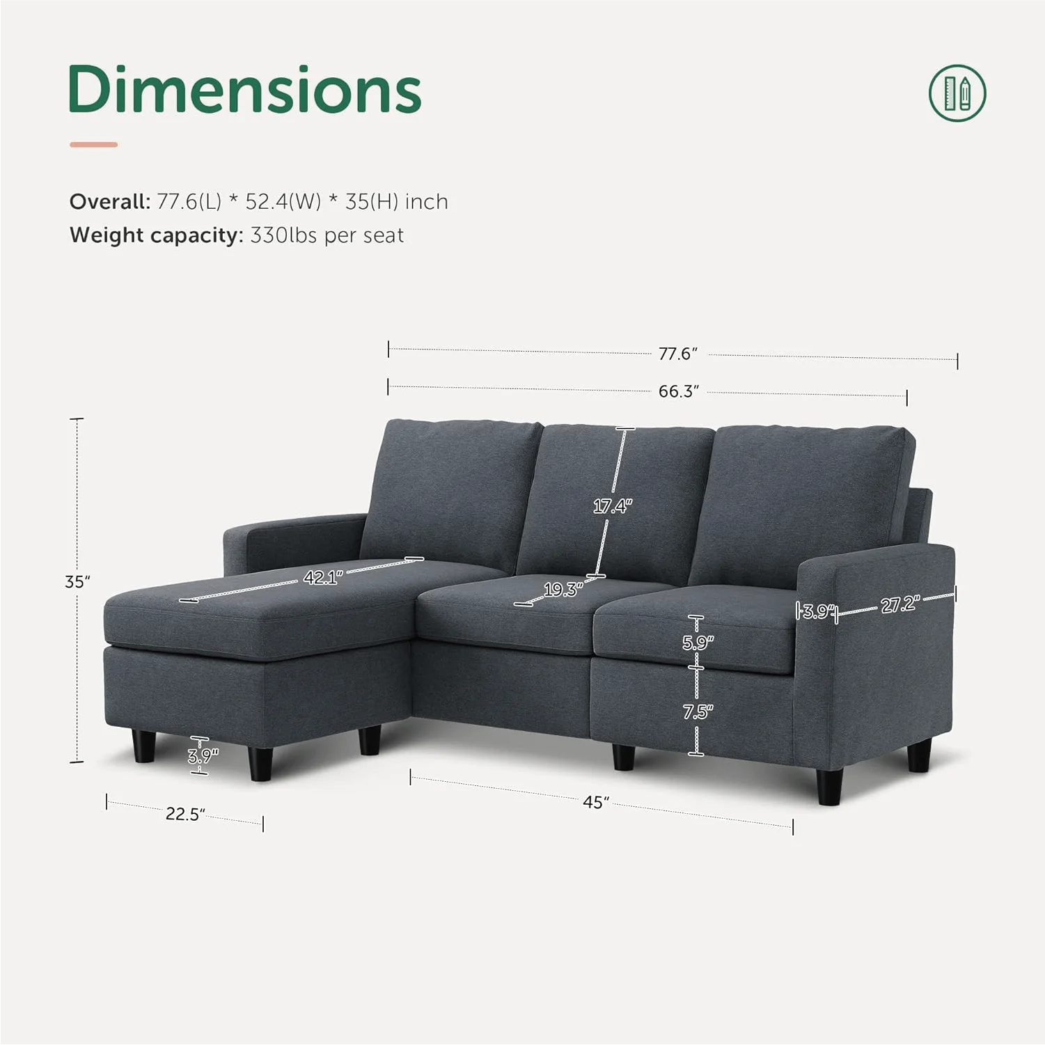 SANS Hot sales  Wayfair Convertible Sectional Sofa L Shaped Couch with Reversible Chaise for Small Space
