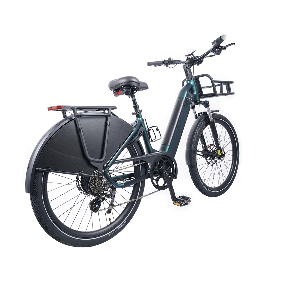Adjustable handlebar electric bike 48V 15AH built-in battery 500w 50Nm motor torque ebike with rear rack integrated taillight