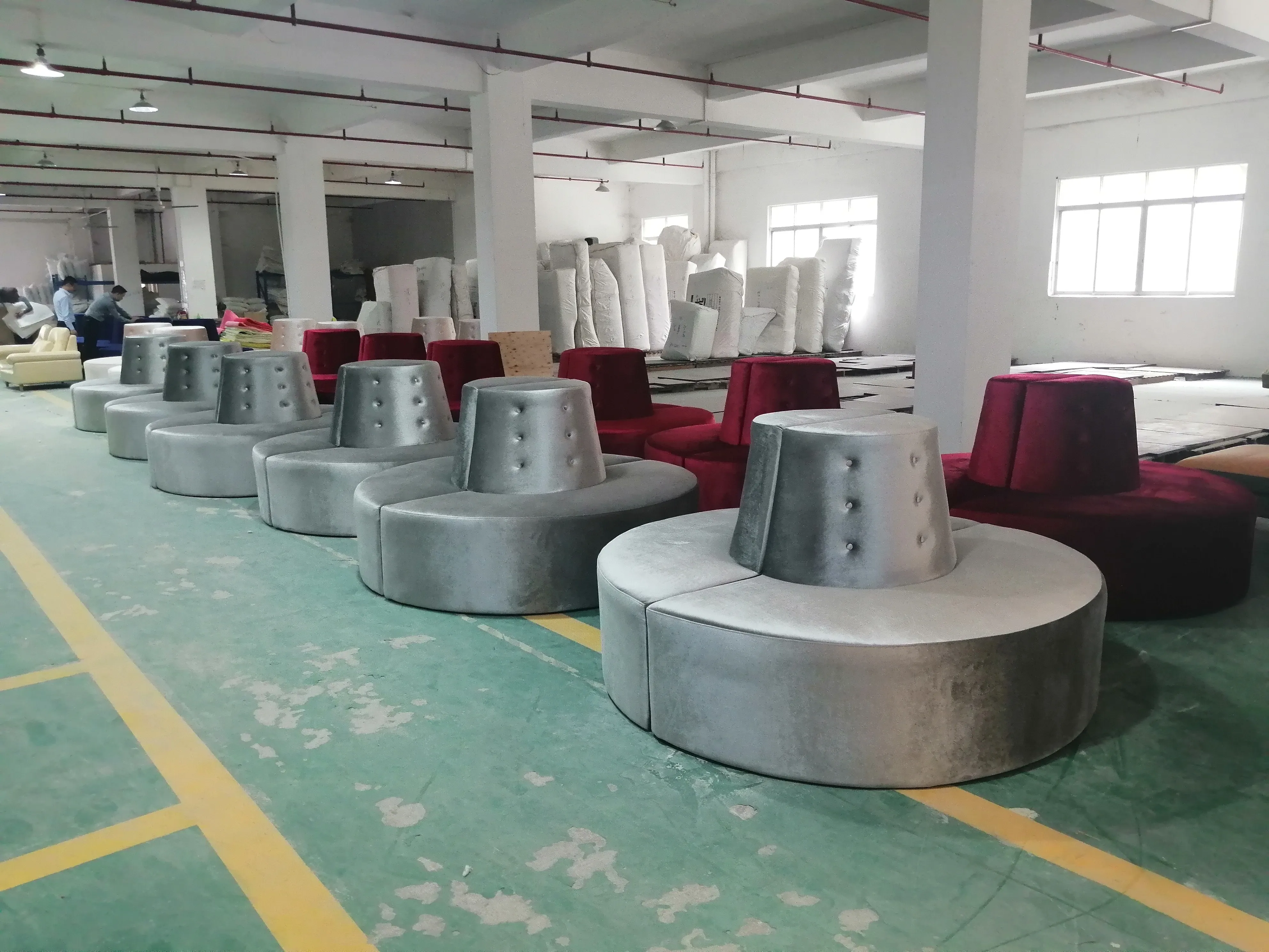 Velvet round waiting circular sofa for reception hotel lobby office sectional sofa