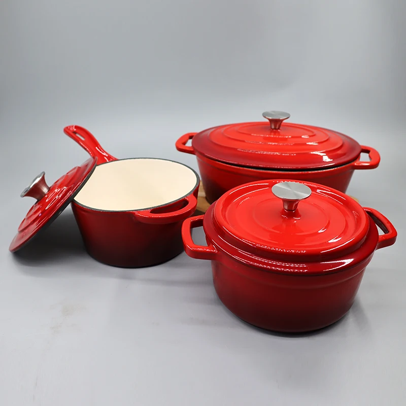Оптовая цена под заказ Высококачественная цветная эмалированная чугунная посуда