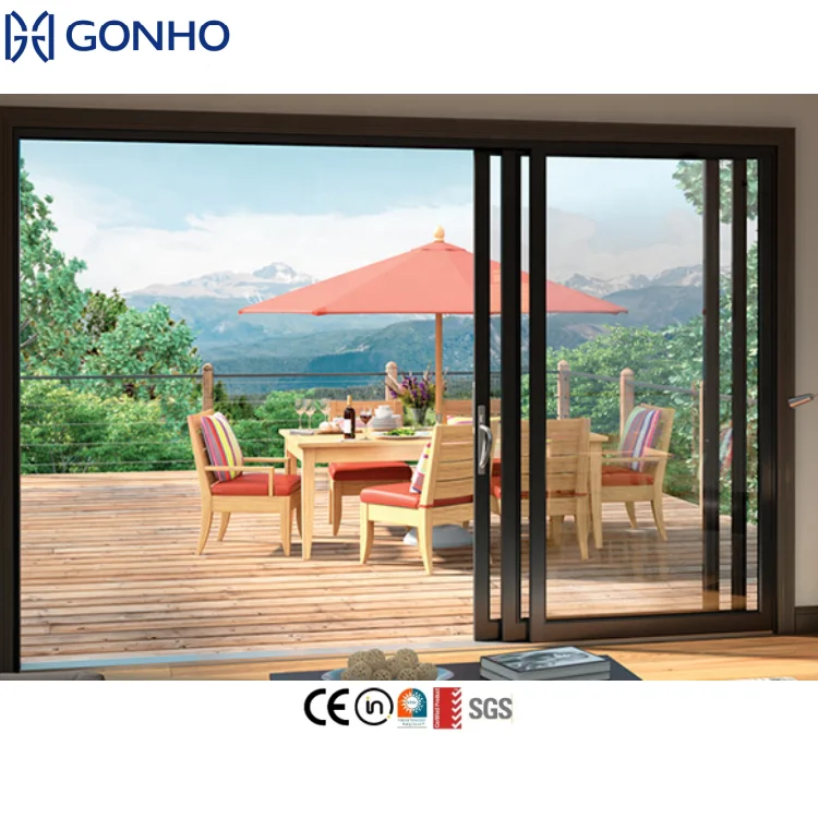 As2047 Certification Commercial Aluminum Balcony multi panel tempered glass patio Sliding Door