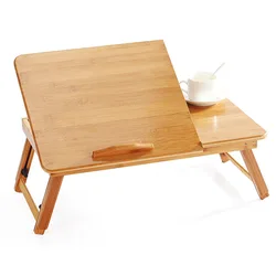 Multi-functional Home & Dormitory Study Folding Adjustable 100% Bamboo Laptop Table