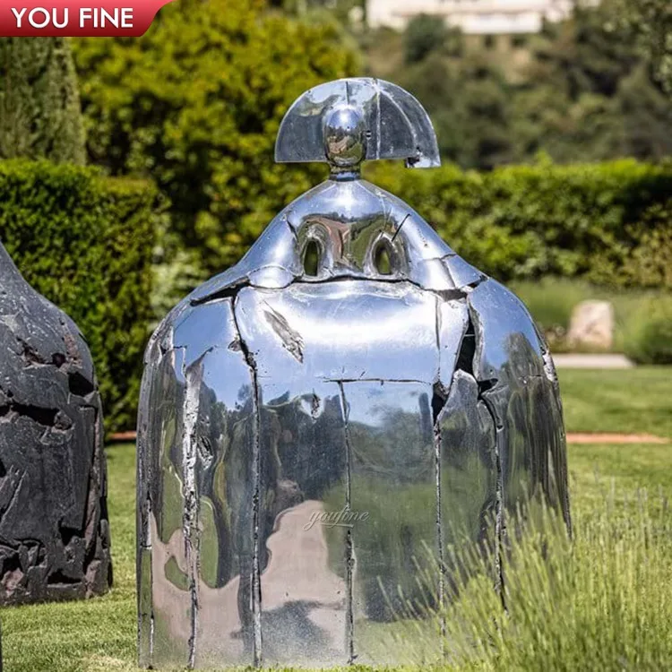 Outdoor Modern Mirror Polished Metal Statue Large Stainless Steel Abstract Sculpture