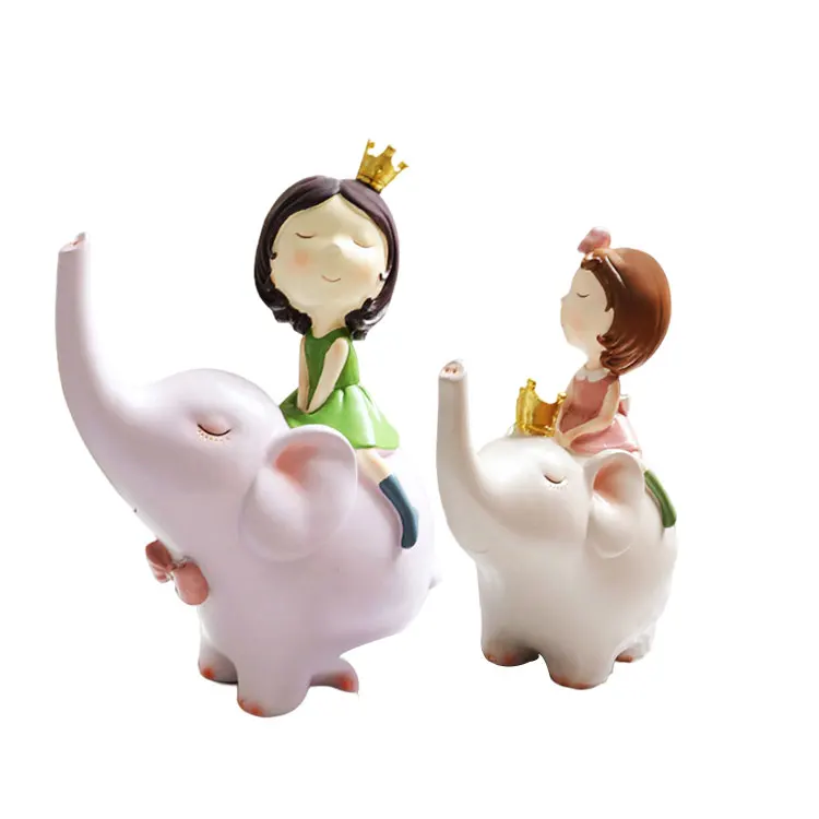 Customized Manufacturers Direct Fresh Ride Elephant Girl Cartoon Crafts Resin Ornaments for gifts With Desk