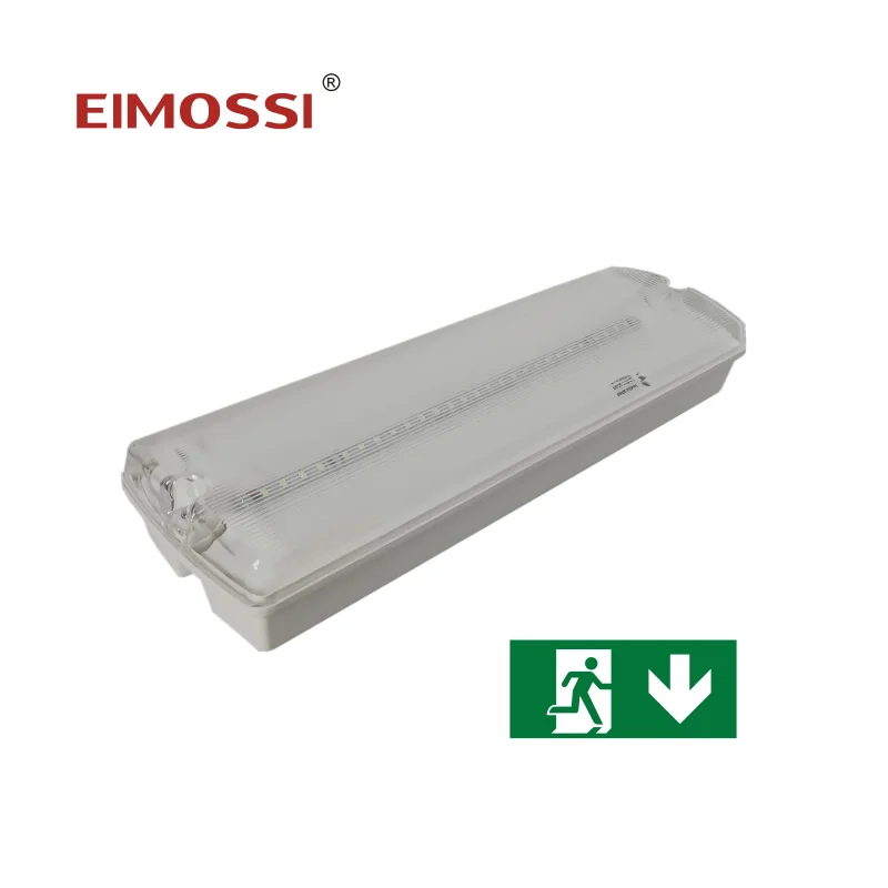 Emergency bulkhead lighting rechargeable battery operated with exit sticker