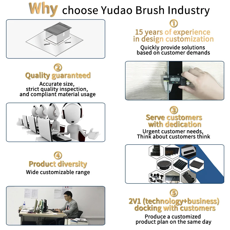 RTS Strip Brush For Sever Room Raised Floor Grommet UL94-V2 PP Bristles Cable Seal Brush For Wiring Box