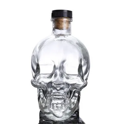 
Hot Sale Factory 400ml/750ml Skull Glass Wine Bottle Decorative Glass Bottle With Cork 