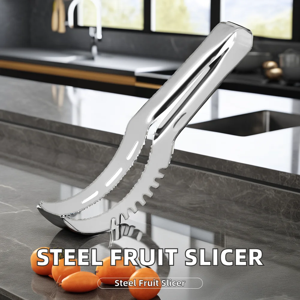 High quality Kitchen Household Stainless Steel Fruit Dicer Handheld Vegetable and Watermelon Cutter with Handle Metal Tools