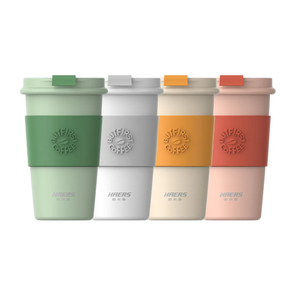 HAERS Portable coffee cup with handgrip coffee tumbler 304 stainless steel thermal cup with lid