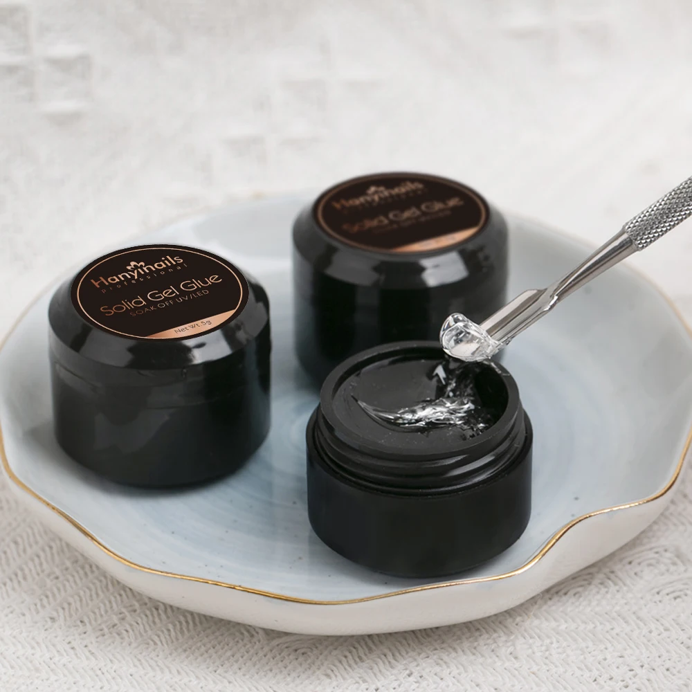 Hanyinails Customize Private Label press on nails paste clear strong adhesion super clear nail tips glue uv gel