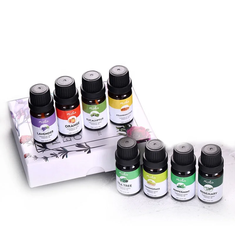 100% Pure Essential Oils Aromatherapy Essential Oil 8 Formulas for Skin Body Massage and Aromatherapy Essential Oil Set