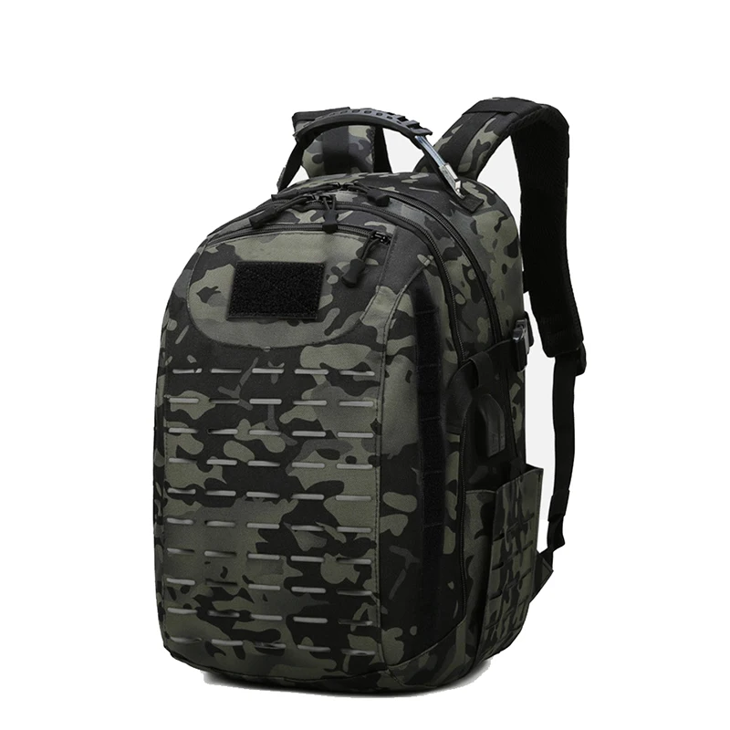 Factory wholesale new design laser cutting tactical backpack Black CP camouflage dragon egg rucksack 35-40L with USB charger