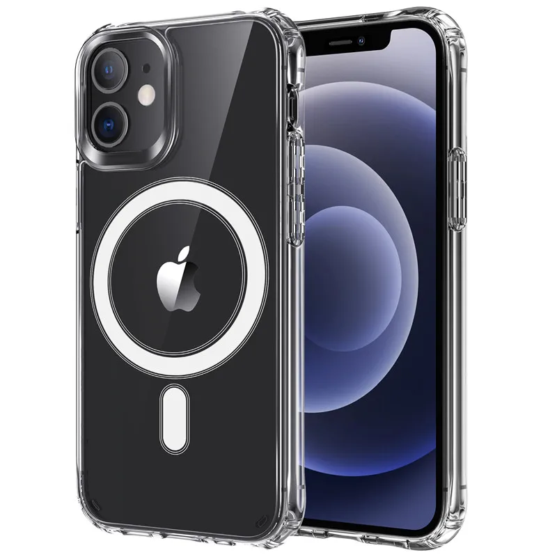 Transparent Shockproof Cover Magnet Ring Wireless Charger magnetic Phone Case for iPhone 12 Pro Max