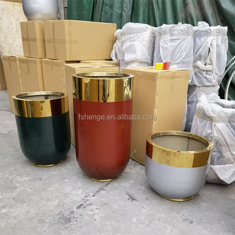 Modern Home Decor Luxury Flower Pot Gold Tall Flower Vase Outdoor Flowerpot Plant Pot for Houses