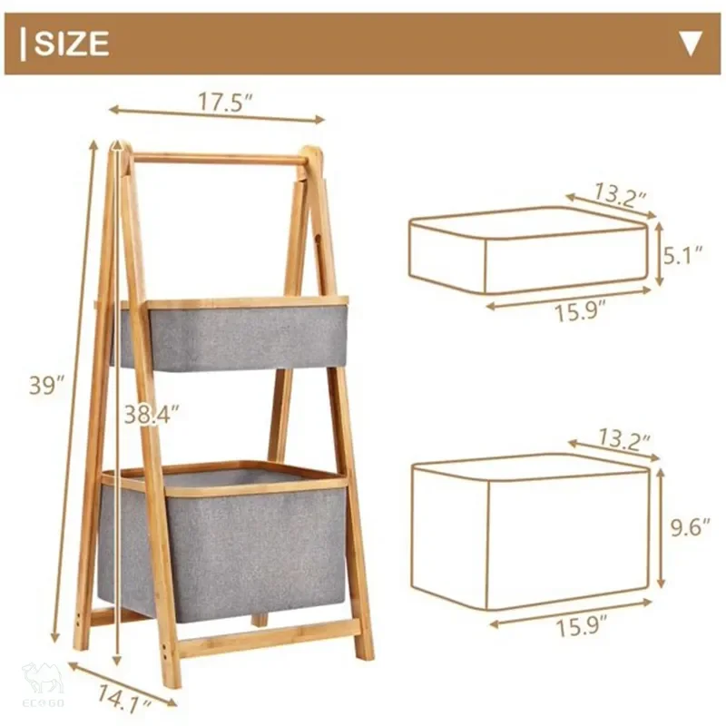 Free Delivery Bamboo Fabric Laundry Basket Storage Rack Oxford Cloth Cotton and Linen for Clothing and Home Use