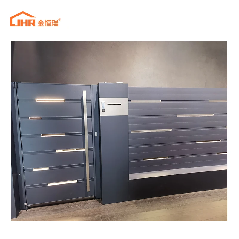 JHR Main Gate Design Villa Exterior Door Design Aluminum Materials Aluminum Metal Sliding Garden Gate for Houses
