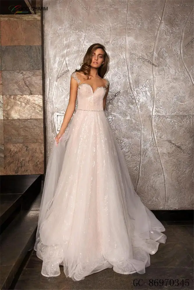 S-86970345  Wholesale A-line Beading Backless Wedding Dress 2019 Bridal Dress Wedding