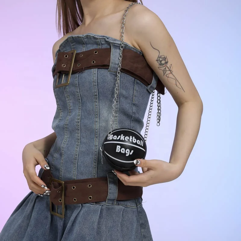 2024 New Design Ladies Cute Ball Shaped Mini Bag Chain Shoulder Crossbody Girl Kids Coin Purse Women Mini Bag