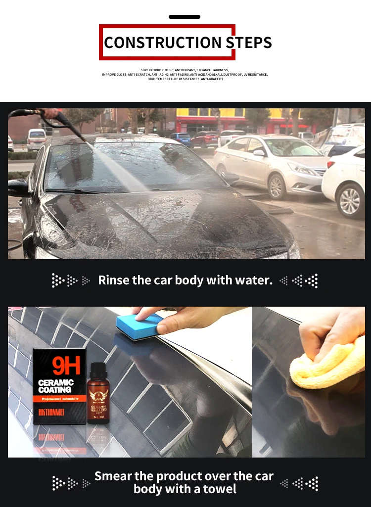 Customized Auto Care Products 9H Nano Ceramic Coating Anti-Corrosion Hydrophobic Gloss Long Lasting for Car Detailing