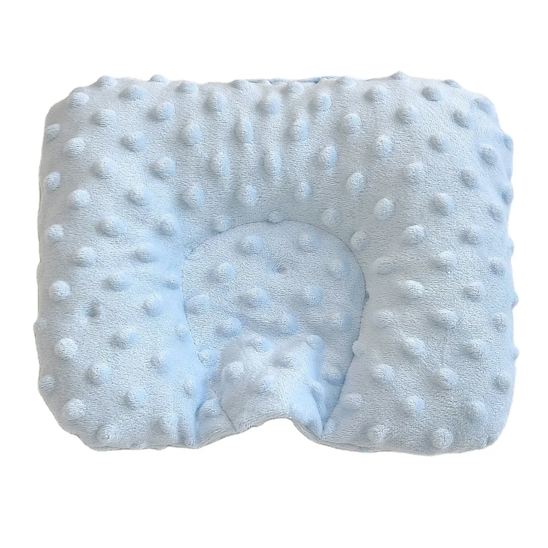 Baby Pillow for Sleeping Soothing Raised Dots Velvet Fabric Solid Color-G Soft Flat Thin Toddler Pillow
