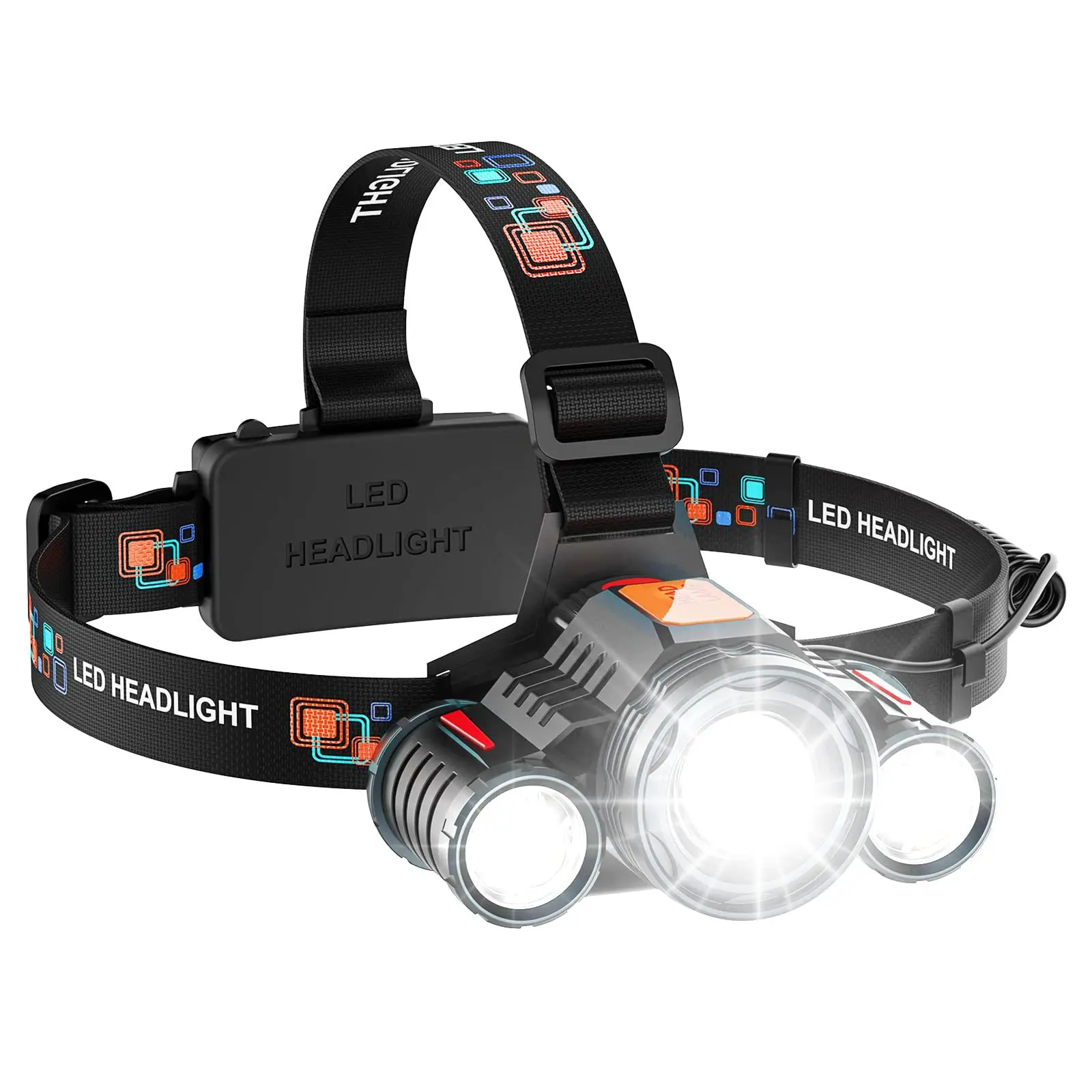 Newly Upgraded Popular LED Strong Light Rotating Zoom Aluminum Alloy Type-C Charging Zoom Headlight