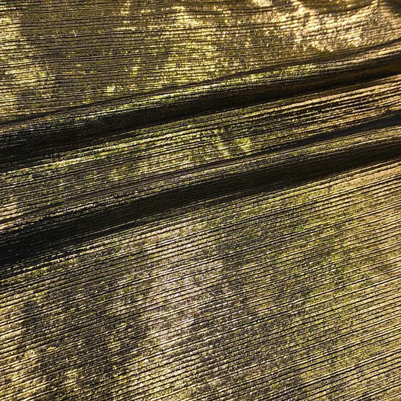 Gold and Silver Thread Elastic Polyester Knitted Fabric Gold Super Shining Star Stage Wedding Cloth Fabric