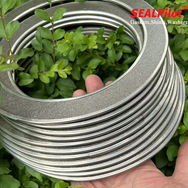 High temperature graphite gasket 304316 Stainless steel inner and outer edge gasket metal reinforced flexible graphite gasket