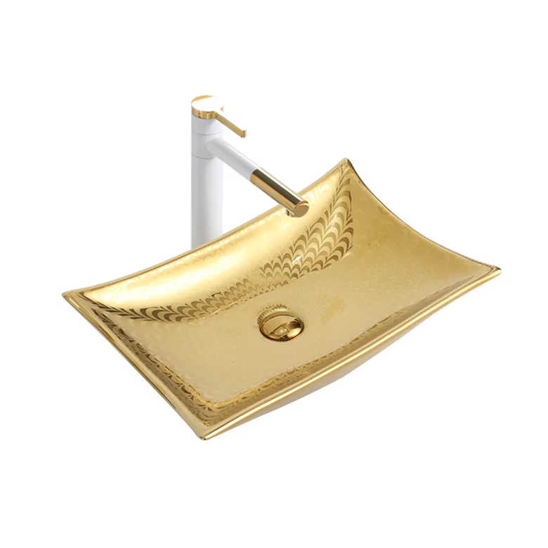 Lavabo Modern luxury Ceramic Rose Gold Sink Bathroom Vanities Color Silver Wash Basin Sink Vessel Top Mounted Basin