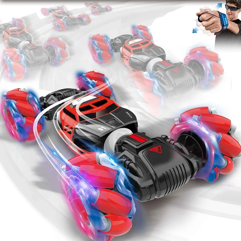 4WD Watch Induction Hand Gesture Control Car Off Road Deformable RC Stunt Car B/O Remote Control Electric Climbing Car for Kids