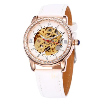 Multi-color Luxury Shenhua crystal leather strap ladies watches automatic mechanical wrist watch stainless steel