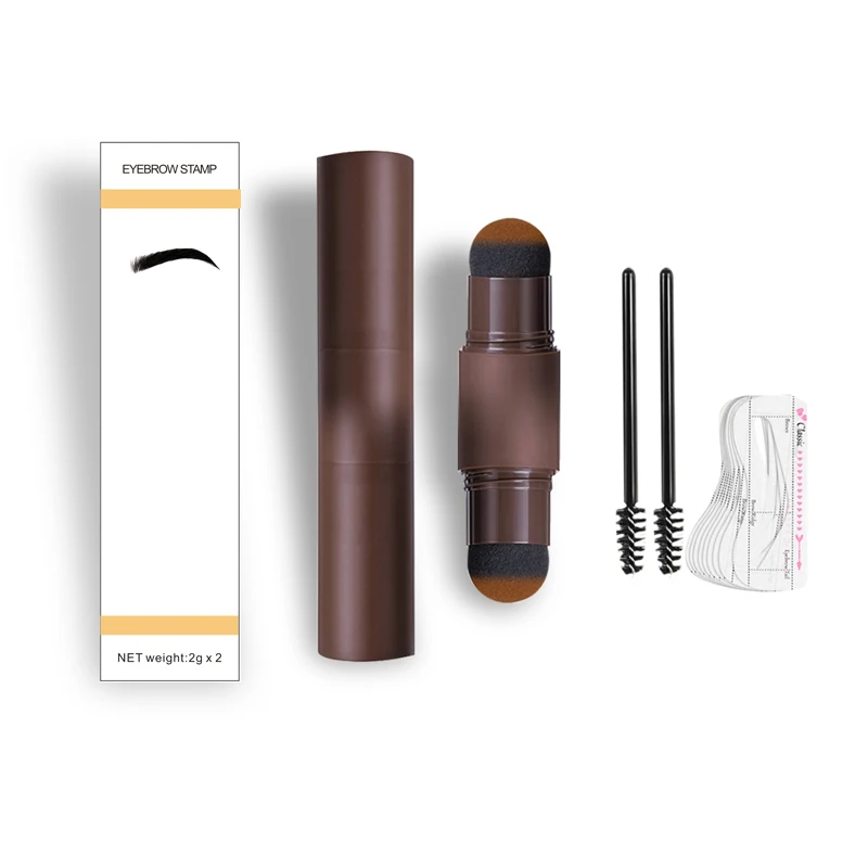 C024 OEM LOW MOQ Eye Brow Stamp And Stencil Stick Kit Henna Shaping Eyebrow Powder Waterproof three colors