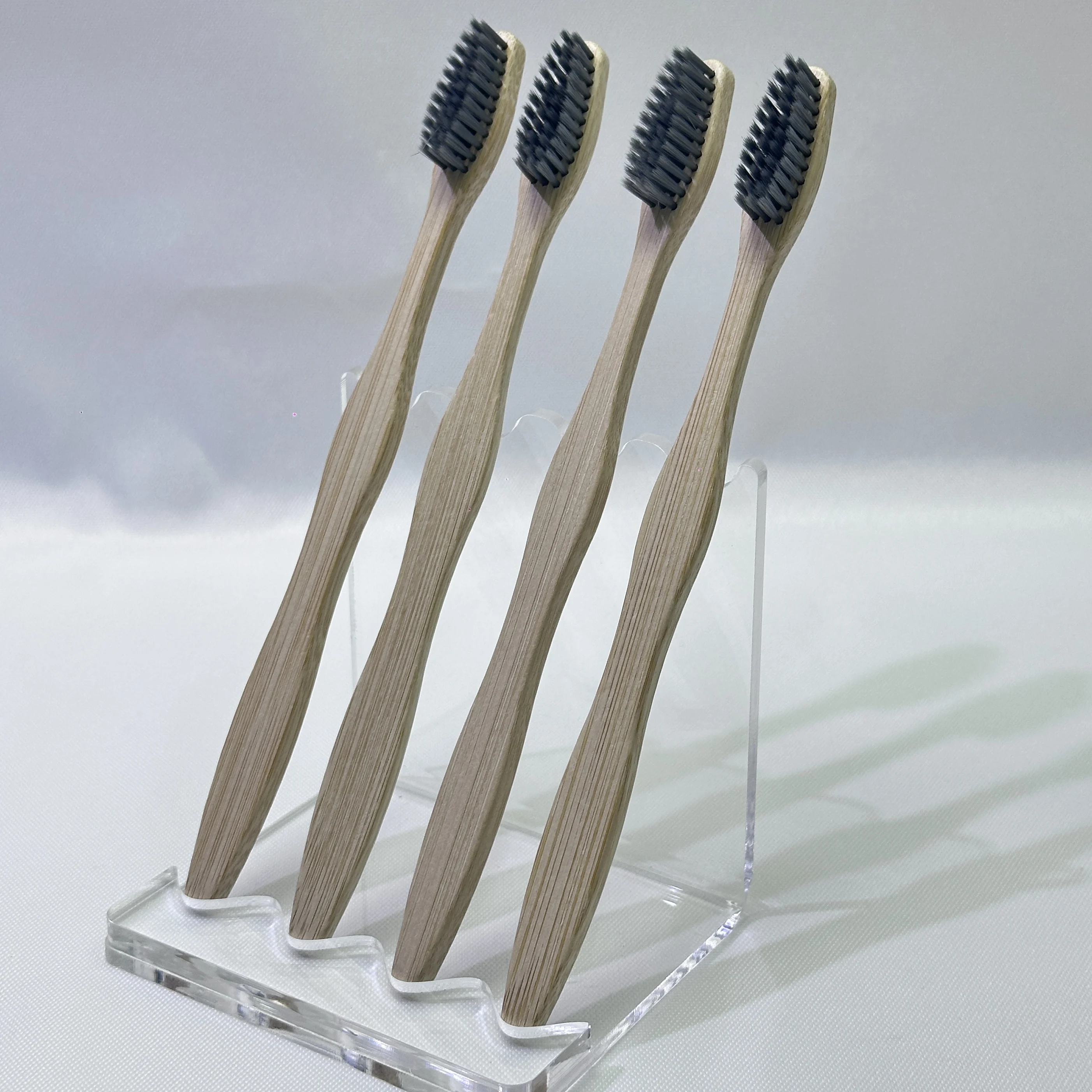 soft bamboo brush handle wood Black bristles bamboo toothbrush Wholesale adult toothbrush