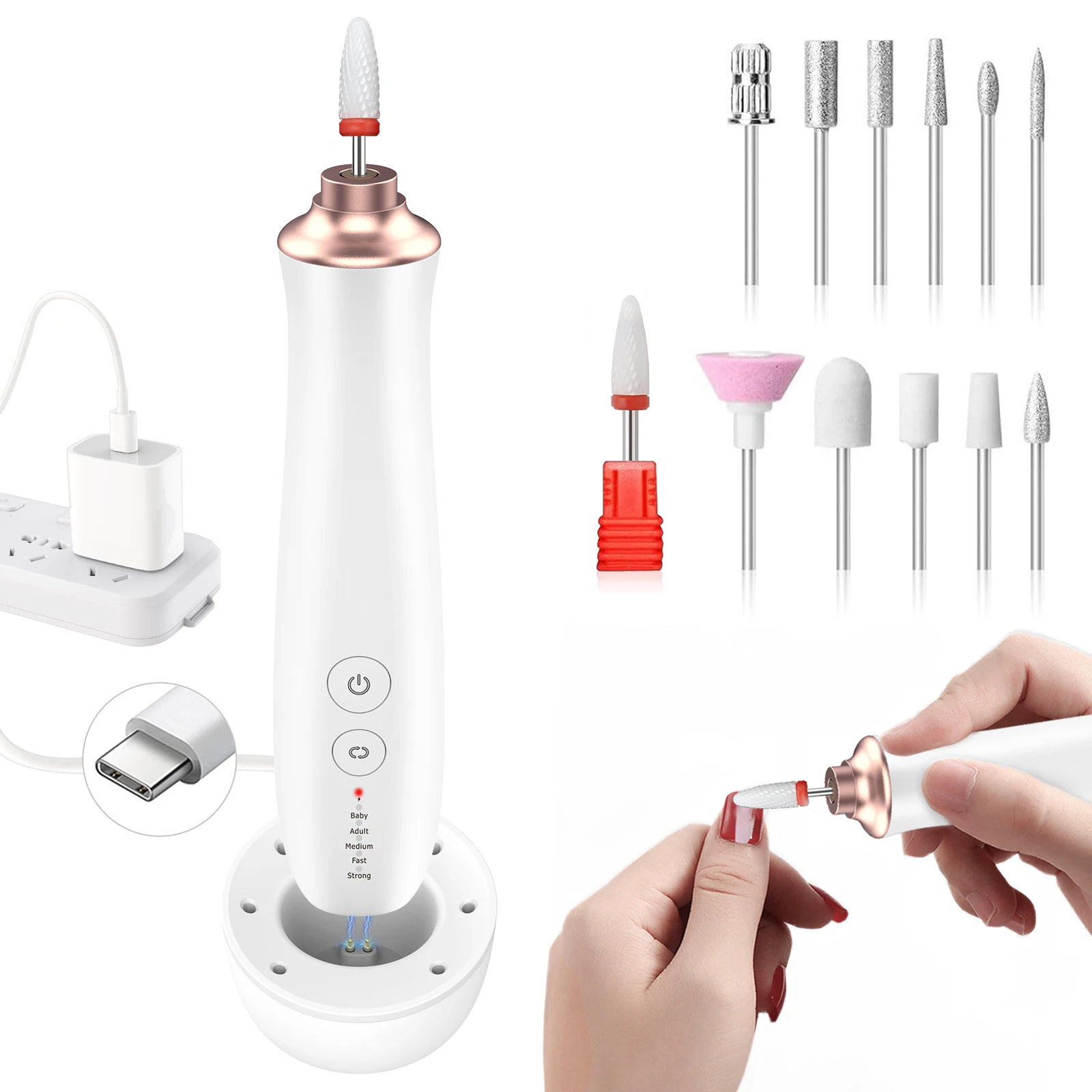 Trapano Per Unghie Nail Equipments Pedicure Kit Metallic Portable Nail Drill Machine Recargable 2024 Mobile Drill For Nails