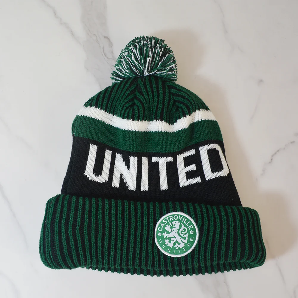 Manufacture designer knitted hats pom pom sport embroidered logo golf bobble hat custom beanie/ knit custom winter beanie