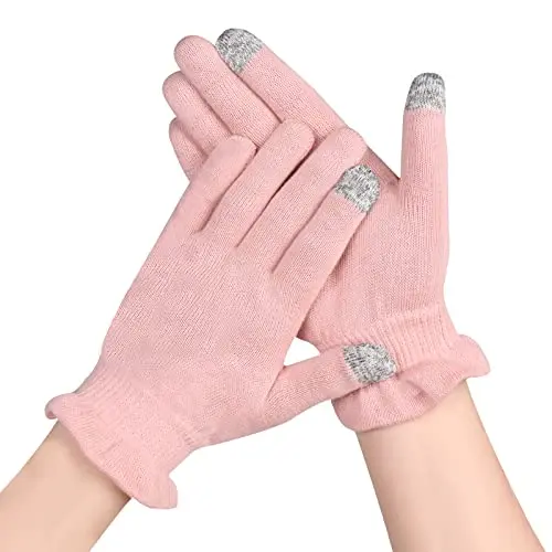 Dry Hands Hand Care Overnight Touchscreen Fingers Pink 2 Pairs Cotton Moisturizing Gloves