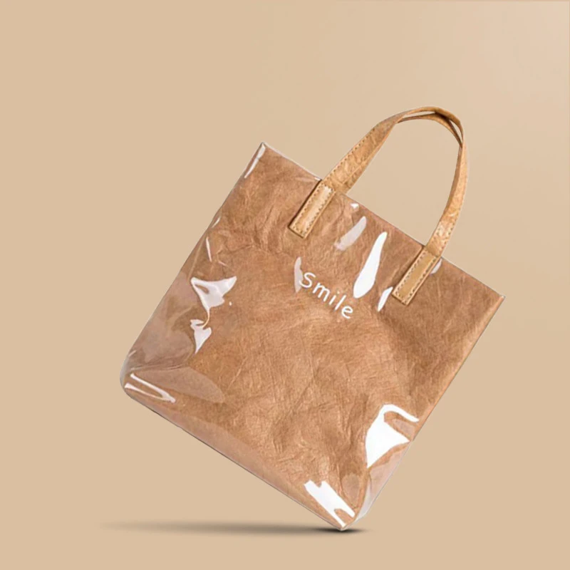 Custom Waterproof women Reusable Large Kraft Dupont pvc beach bag paper shopping bag tyvek tote bag