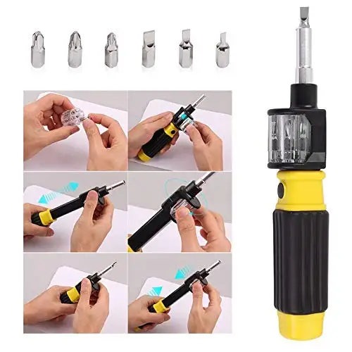 6 In 1 Multi-Bit Screwdriver Precision Tool Kit | All In One Phillips Flat