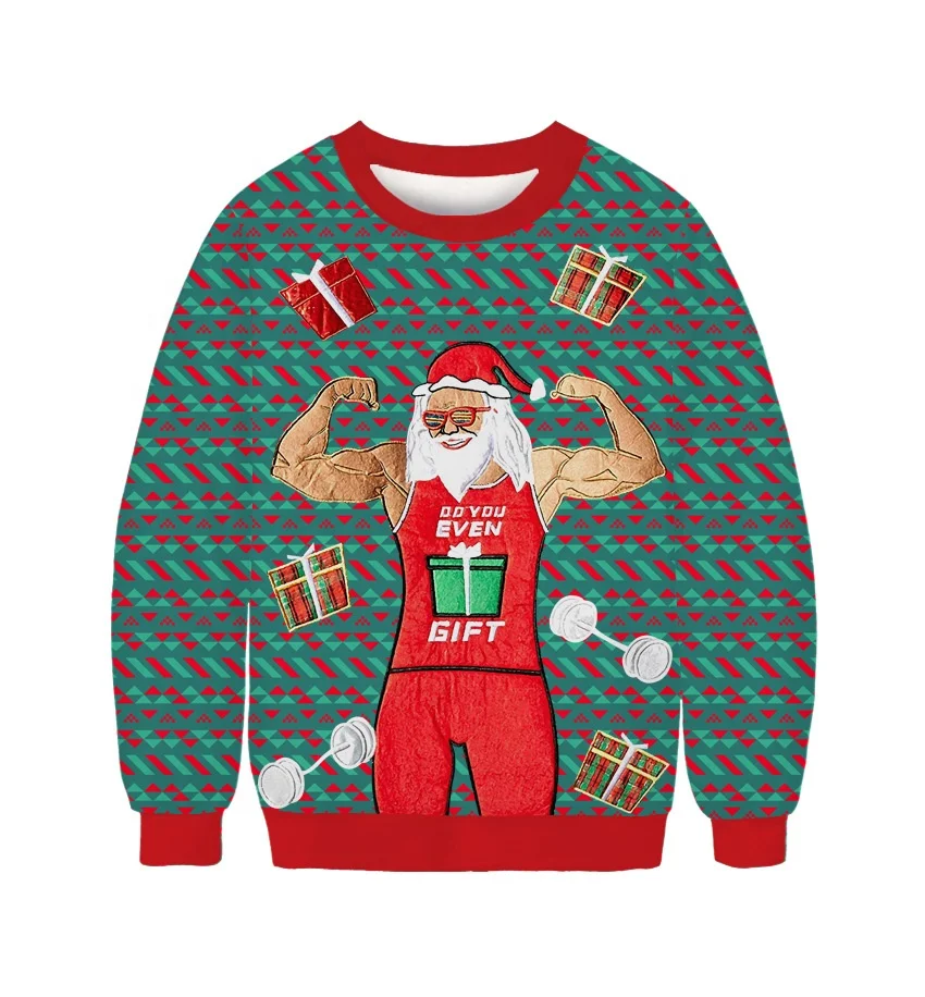 
Custom Winter Round Neck 3D Digital Printed Pullover Knitwear Couple Christmas Sweater 