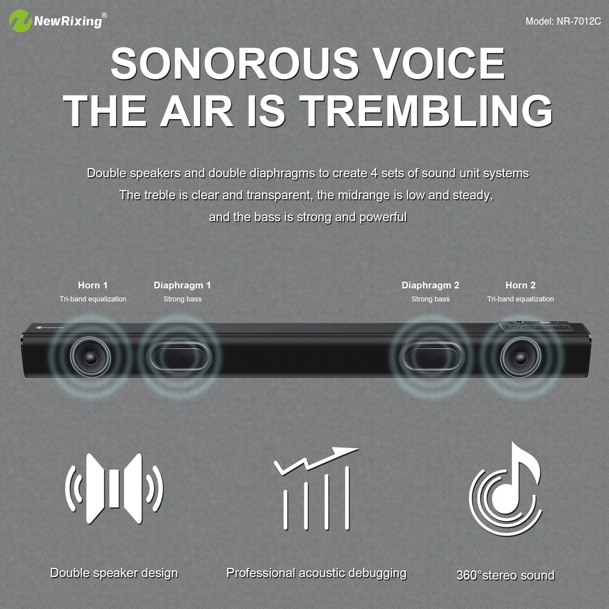 Профессиональный производитель, оптовая продажа, звуковая панель, динамик BT USB TF TWS в серии, стерео звук, портативная короткая звуковая панель