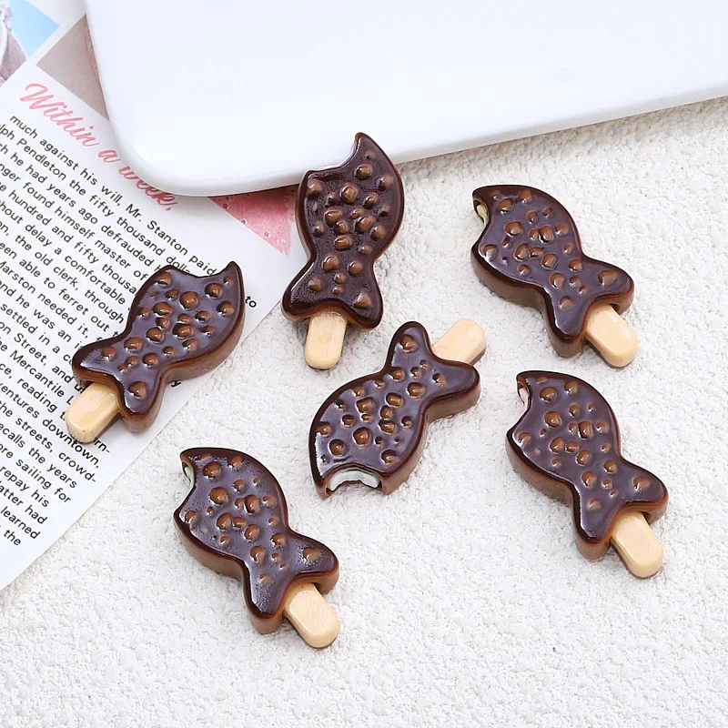 Hot Sales Diy Phone Case Hair Accessories Resin Pendant Resin Little Fish Chocolate Ice Cream For Decoration