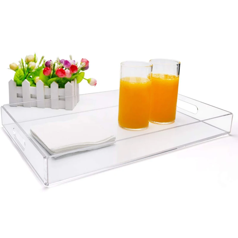 Прозрачный пластиковый поднос для завтрака с ручками, чай, Батлер