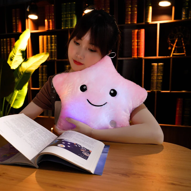 Light Up Pillow Five Pointed Star Luminous Plush Kids Toy Shaped Night Light Soft Pillow For Children