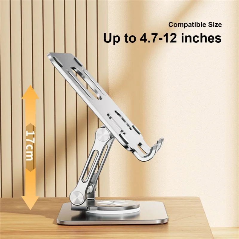 Rotating Tablet Stand Phone Holder from 4.7' to 12.9',Foldable Alloy Table Stand Holder,Height Adjustable Desk Holder