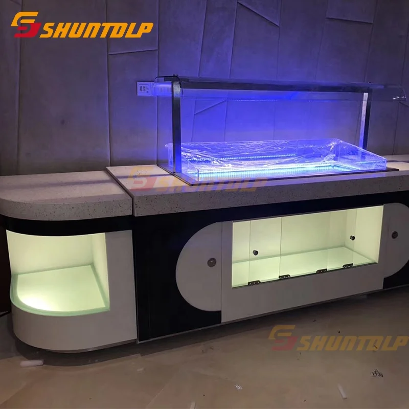 Luxury Commercial Salad Bar  Display Refrigerator buffet cooler modern hotel sushi buffet counter equipment design